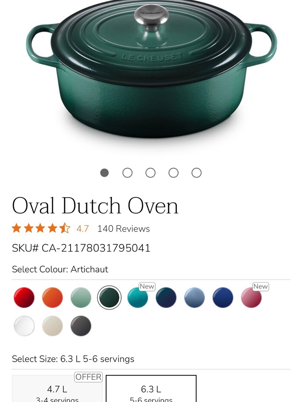 Le Creuset Oval Dutch Oven in Artichaut Green